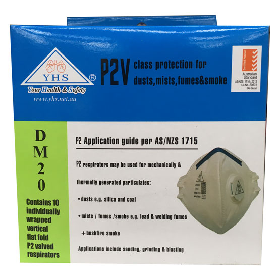Dust Mask P2 with Valve Pack of 10 DM20