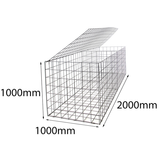Gabion Basket 2000x1000x1000mm (mesh 80x100mm, wire 3.4mm) Galmac