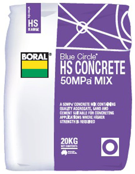 Concrete Mix High Strength 50MPa Boral 20kg Blue Circle