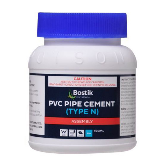 Pipe PVC Solvent Cement 125ml Type N Blue Bostik