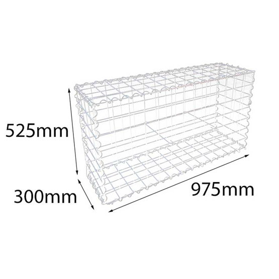 Gabion Basket 975x300x525mm (mesh 75x75mm, wire 4mm) Galfan Plus