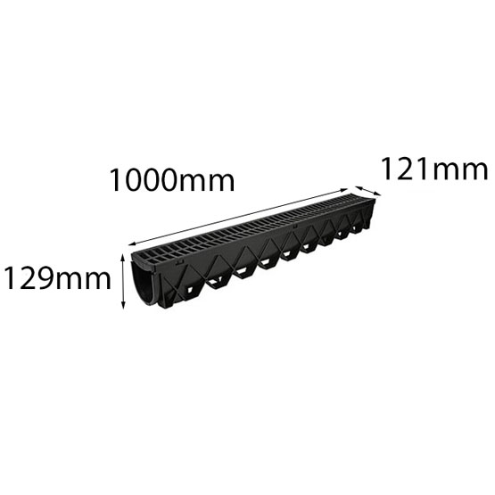 Reln Stormdrain Channel and Grate Black 1m