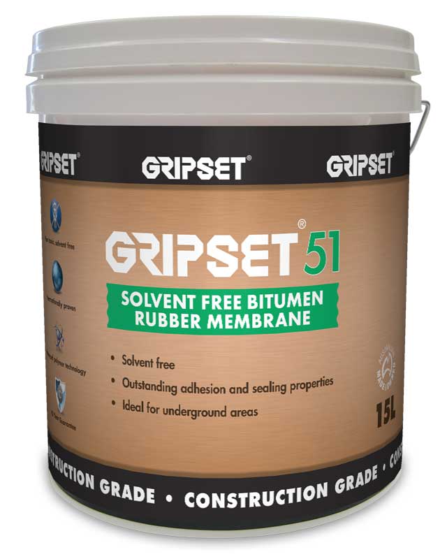 Gripset 51 - 15L Bitumen Rubber Membrane for Waterproofing