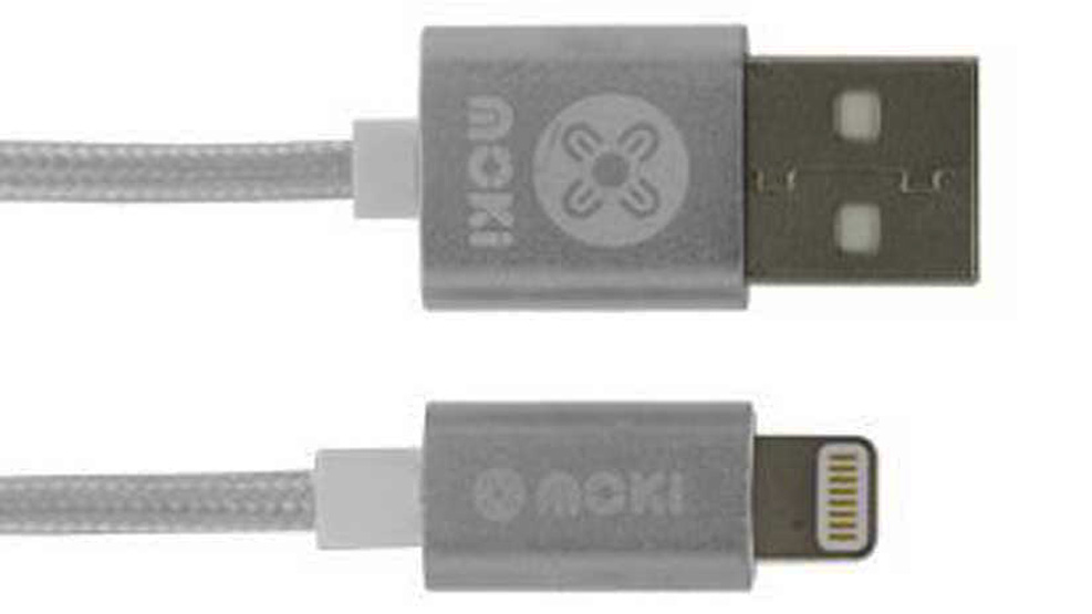 Moki Braided Lightning SynCharge Cable - Silver