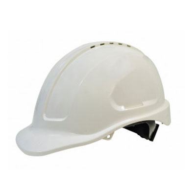 Hard Hat Safety White Vented Ratchet Harness