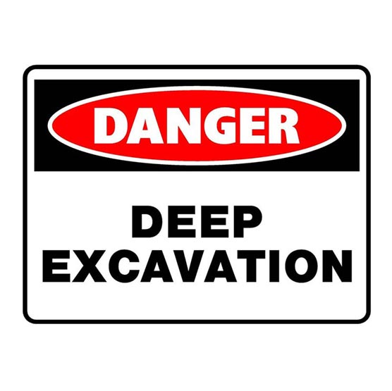 Site Sign Danger Deep Excavation 600x450mm