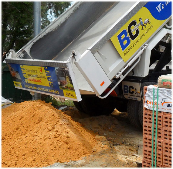 Sand being tipped from a BC Sands truck