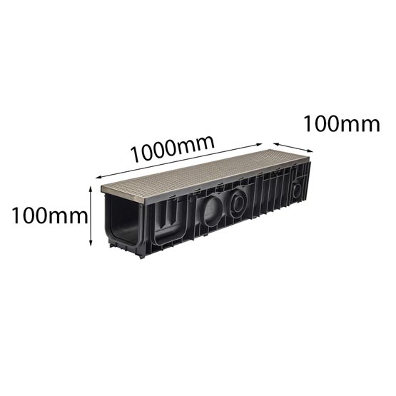 Drain SABdrain 903 Heelguard Stainless Steel Wedge Wire Channel 100x100x1000mm