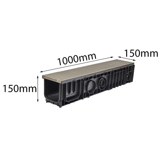 Drain SABdrain 903 Heelguard Stainless Steel Wedge Wire Channel 150x150x1000mm