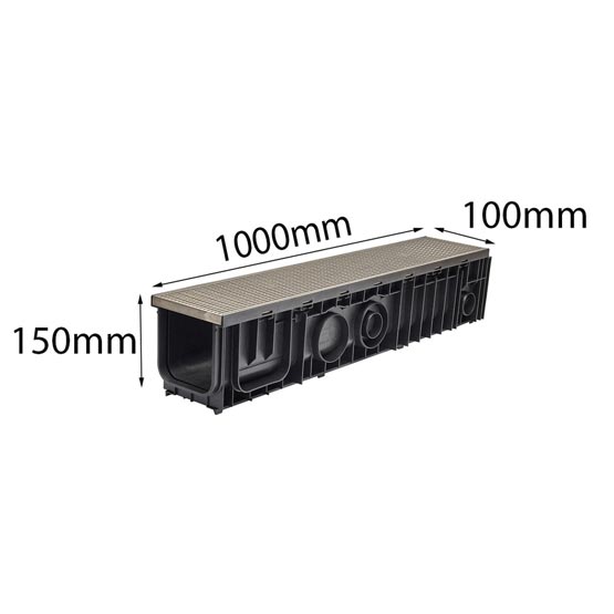 Drain SABdrain 904 Heelguard Stainless Steel Wedge Wire Channel 100x150x1000mm