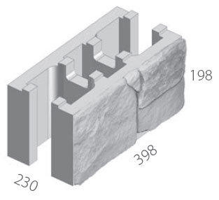 Block StoneFace Walling System 398x198x190mm Baines Each