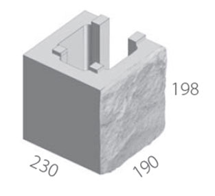 Block StoneFace Walling System Half Block 198x198x198mm Single Faced Baines