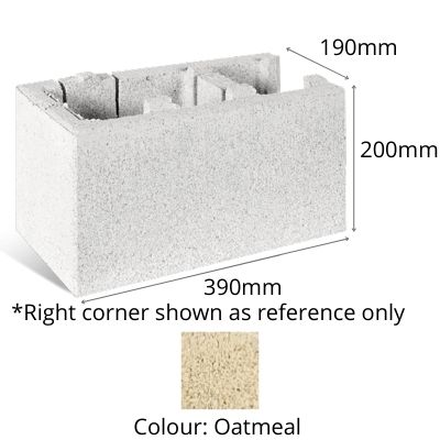 Block Versasmooth Left Corner 390x190x200mm Oatmeal