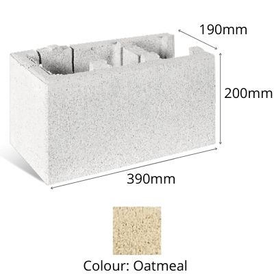 Block Versasmooth Right Corner 390x190x200mm Oatmeal