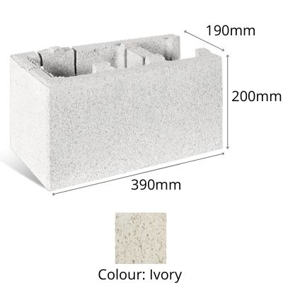 Block Versasmooth Right Corner 390x190x200mm Ivory