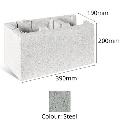 Block Versasmooth Right Corner 390x190x200mm Steel