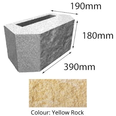 Block Norfolk Retaining 390x190x180mm Yellow Rock