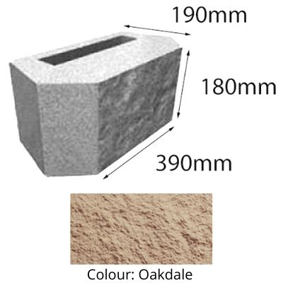 Block Norfolk Retaining 390x190x180mm Oakdale