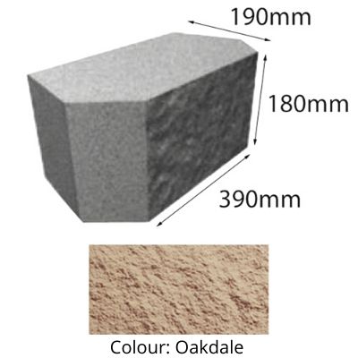 Block Norfolk Retaining Cap 390x190x180mm Oakdale