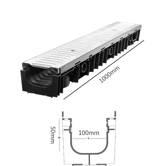 Drain SABdrain 917 Stainless Steel Grated Channel 100x50x1000mm