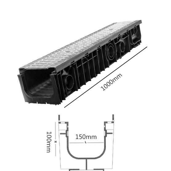 Drain SABdrain 917 Stainless Steel Grated Channel 150x100x1000mm