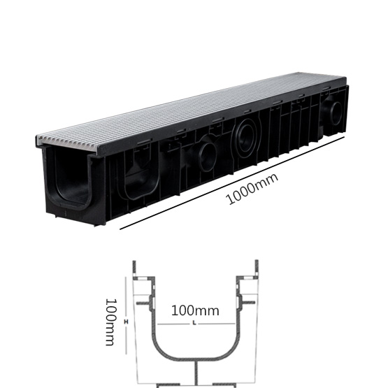 Drain SABdrain 922 Anti-Slip Stainless Steel Grated Channel 100x100x1000mm