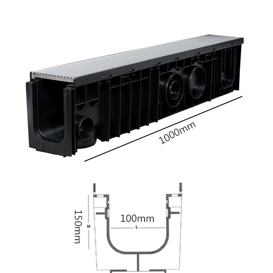 Drain SABdrain 922 Anti-Slip Stainless Steel Grated Channel 100x150x1000mm
