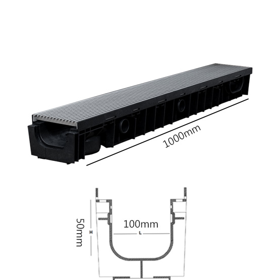 Drain SABdrain 922 Anti-Slip Stainless Steel Grated Channel 100x50x1000mm