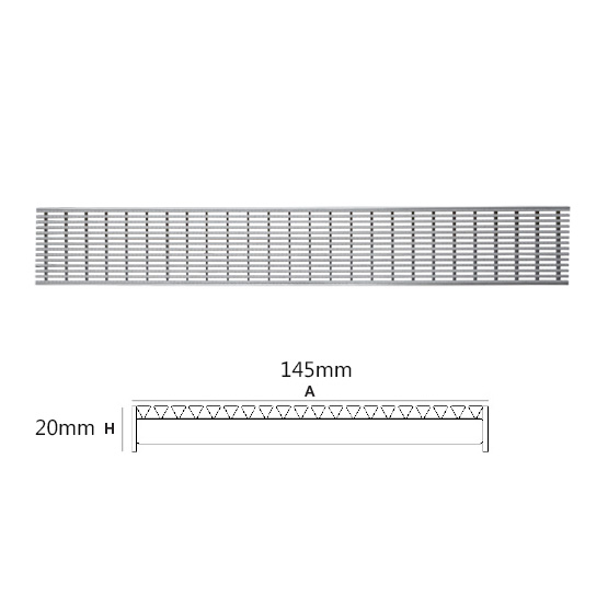 Drain SABdrain 922 5 Star Anti-Slip Stainless Steel Grate 145x1000mm